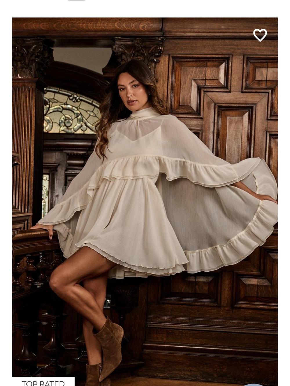 Altar'd State Cream Ruffle Cape Mini Dress